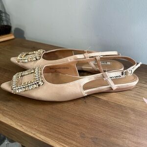 Blush Slingback Flats with Embellished Buckle